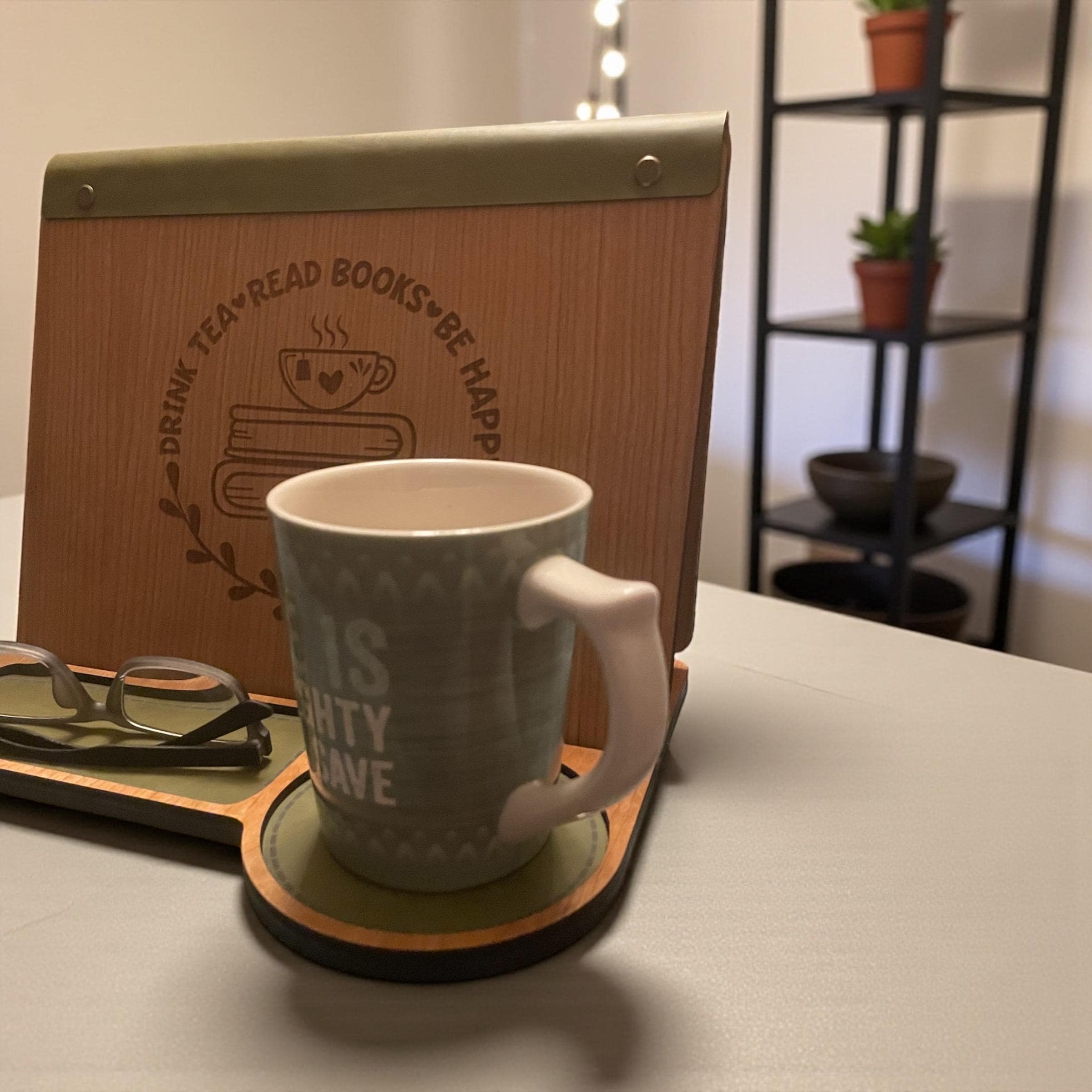 Wooden book and tea valet gift set for readers and tea lovers