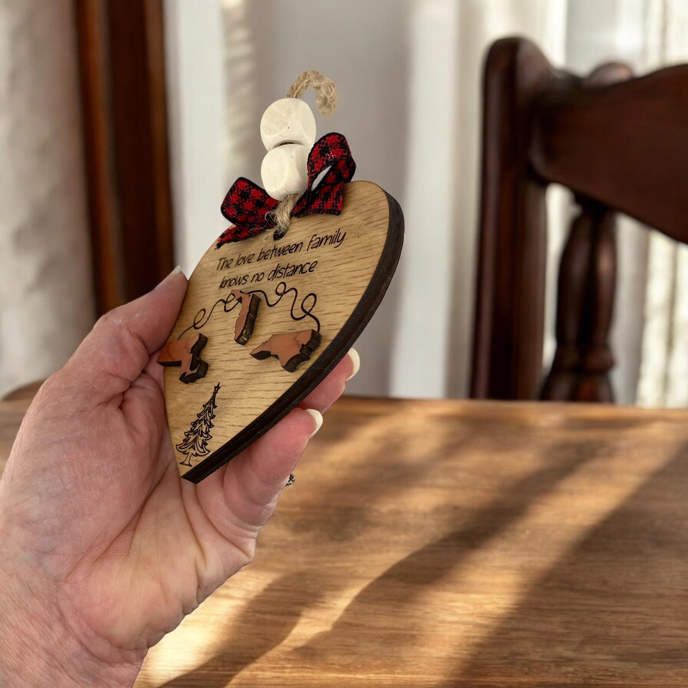 Long Distance Friendship Ornament – Personalized State Heart Ornament for Friends & Family