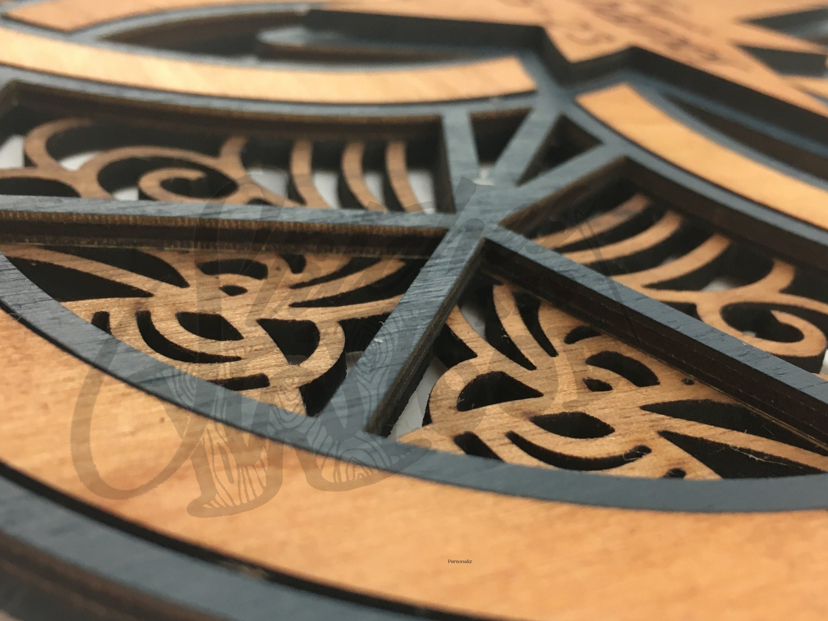 Personalized Double Wedding Ring Wall Art: Engraved Wood Newlywed Gift - Stitches and Wood