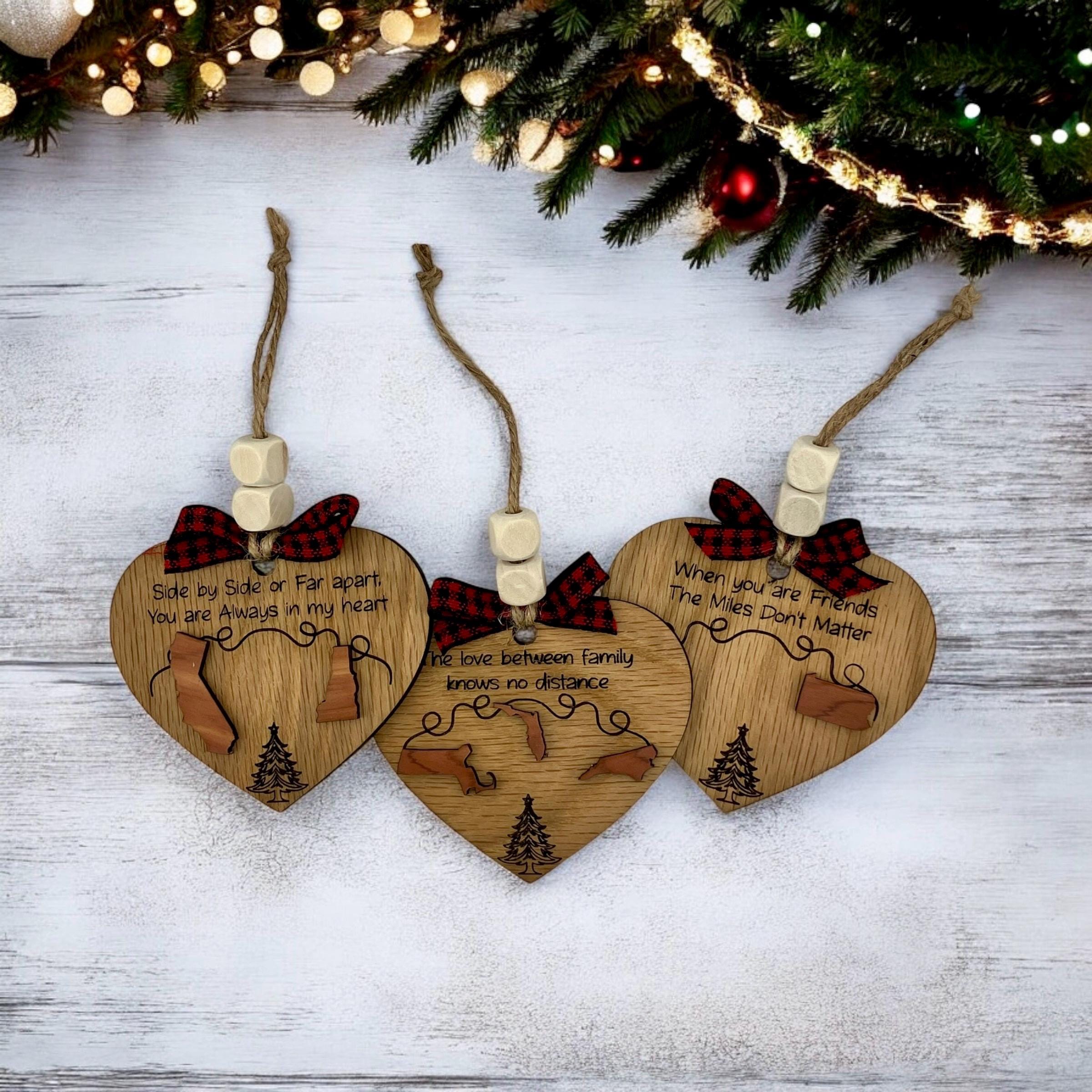 Long Distance Friendship Ornament – Personalized State Heart Ornament for Friends & Family