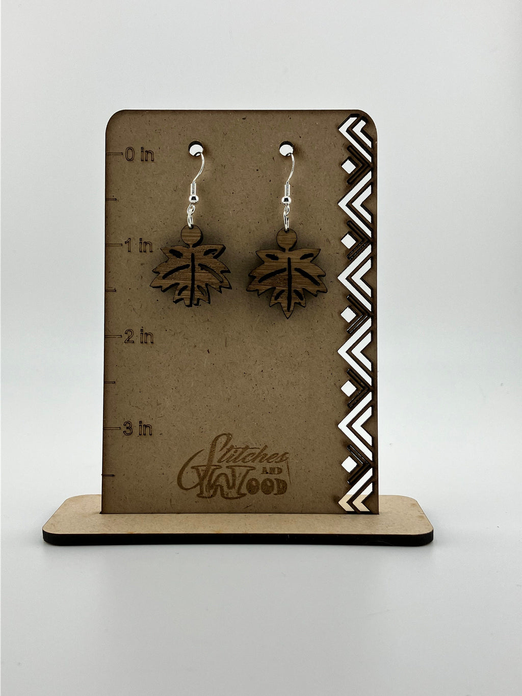 Laser-Cut Wooden Fall Leaf Dangle Earrings: Boho Autumn Jewelry