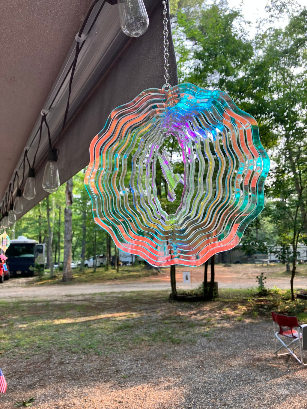 Iridescent Hummingbird Wind Spinner: Garden Decoration - Stitches and Wood