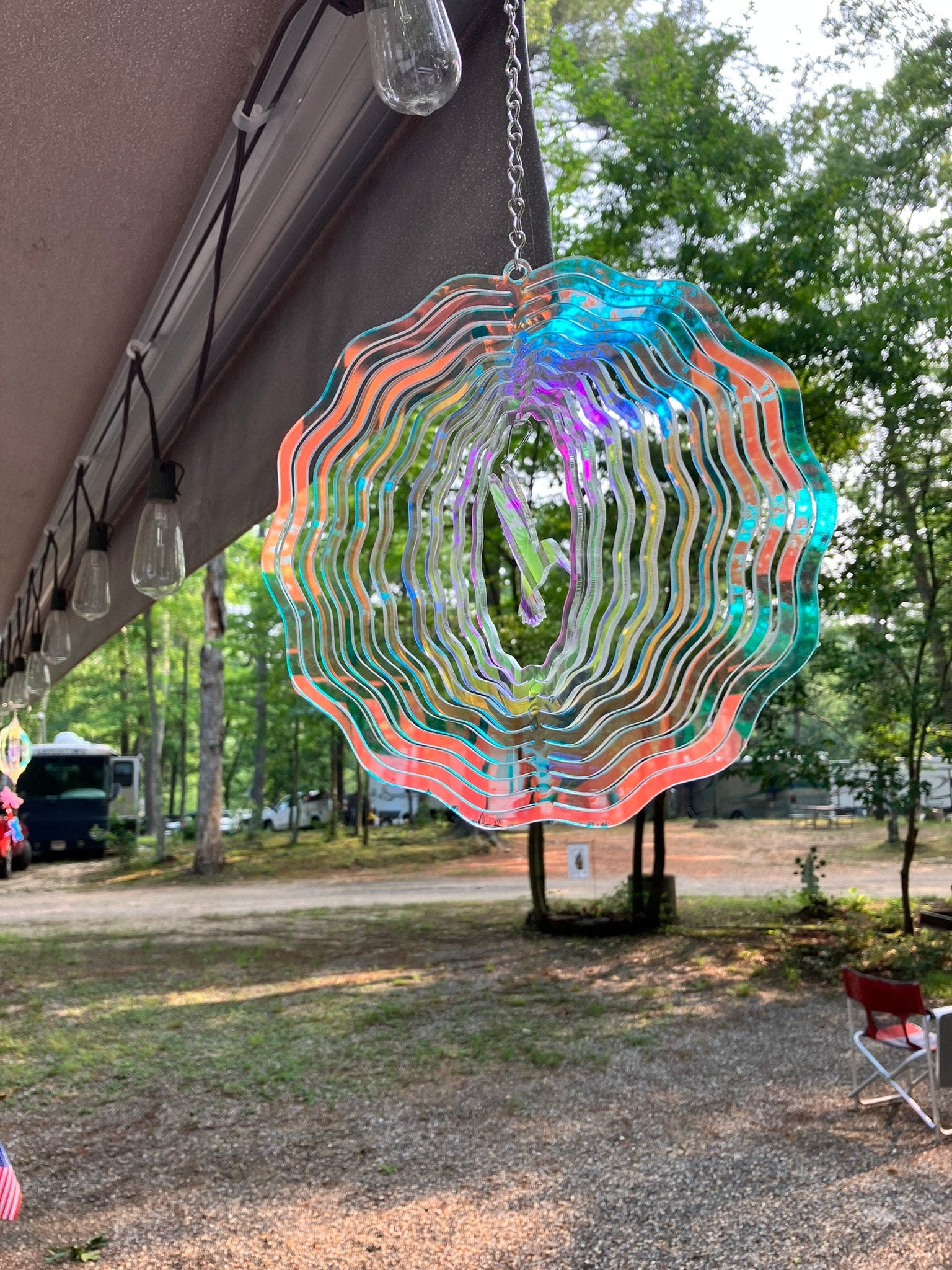 Iridescent Hummingbird Wind Spinner: Garden Decoration - Stitches and Wood