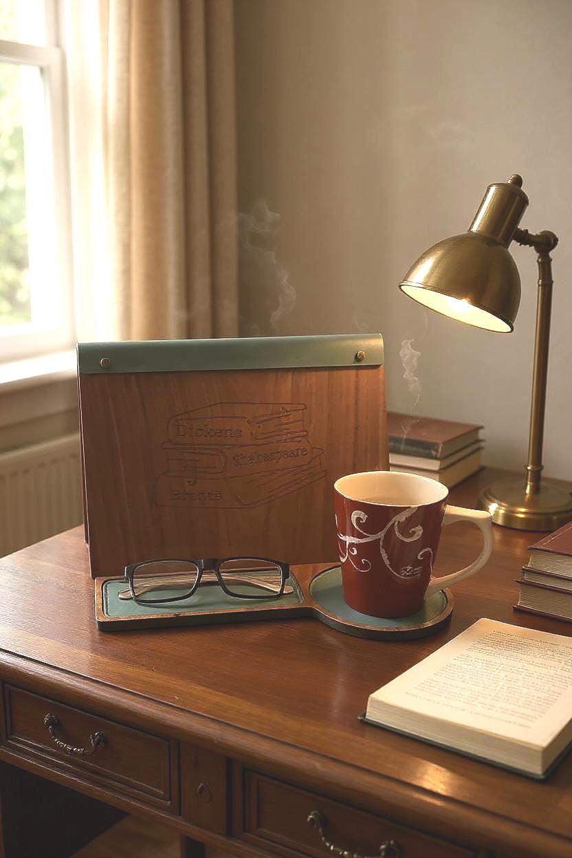 Walnut Wood Book Valet | Engraved Reading Stand | Book Lover Gift for Cozy Reading