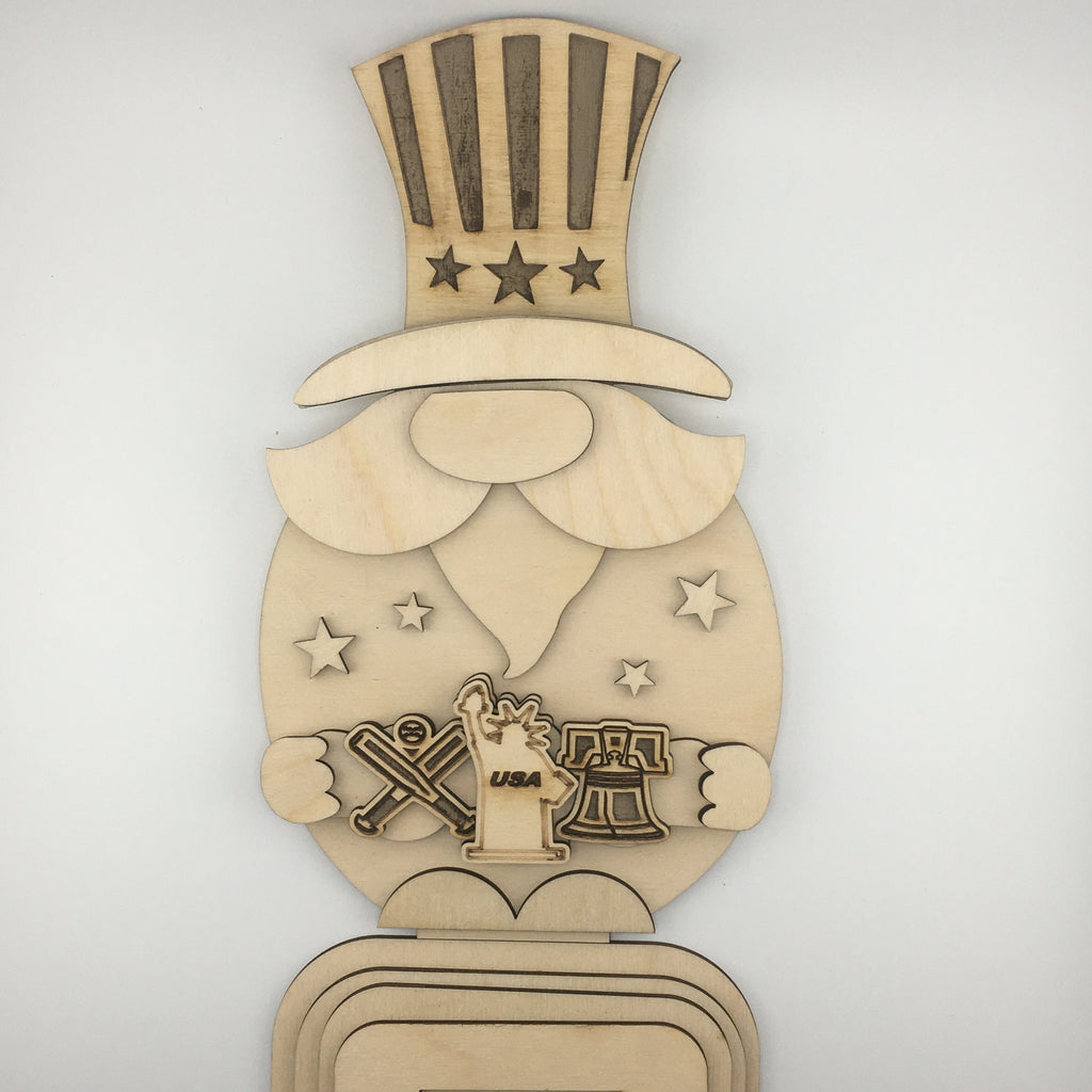 Patriotic Gnome Wood Paint Kit: DIY Summer Art for Kids - Stitches and Wood