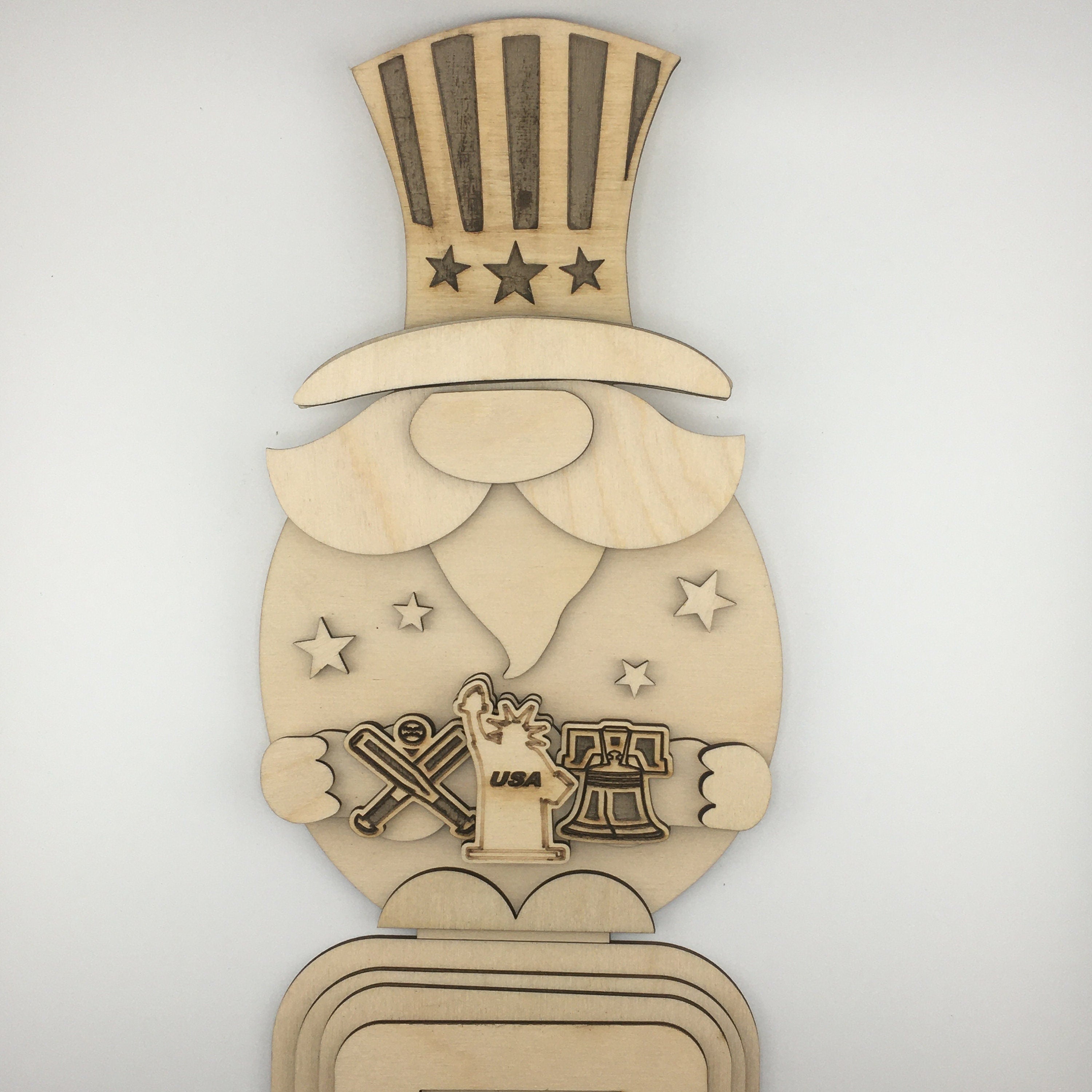 Patriotic Gnome Wood Paint Kit: DIY Summer Art for Kids - Stitches and Wood