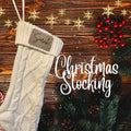 Personalized Knit Christmas Stocking: Engraved Leather Patch - Stitches and Wood