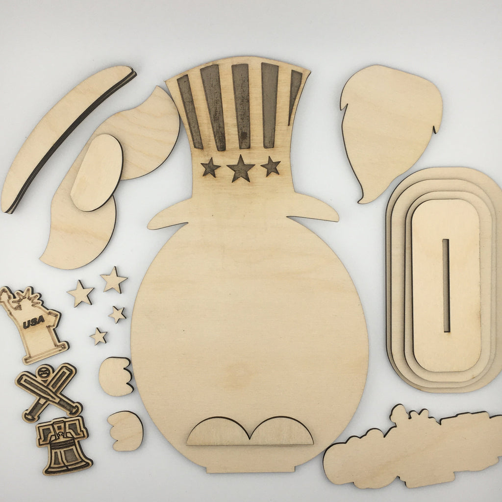 Patriotic Gnome Wood Paint Kit: DIY Summer Art for Kids - Stitches and Wood