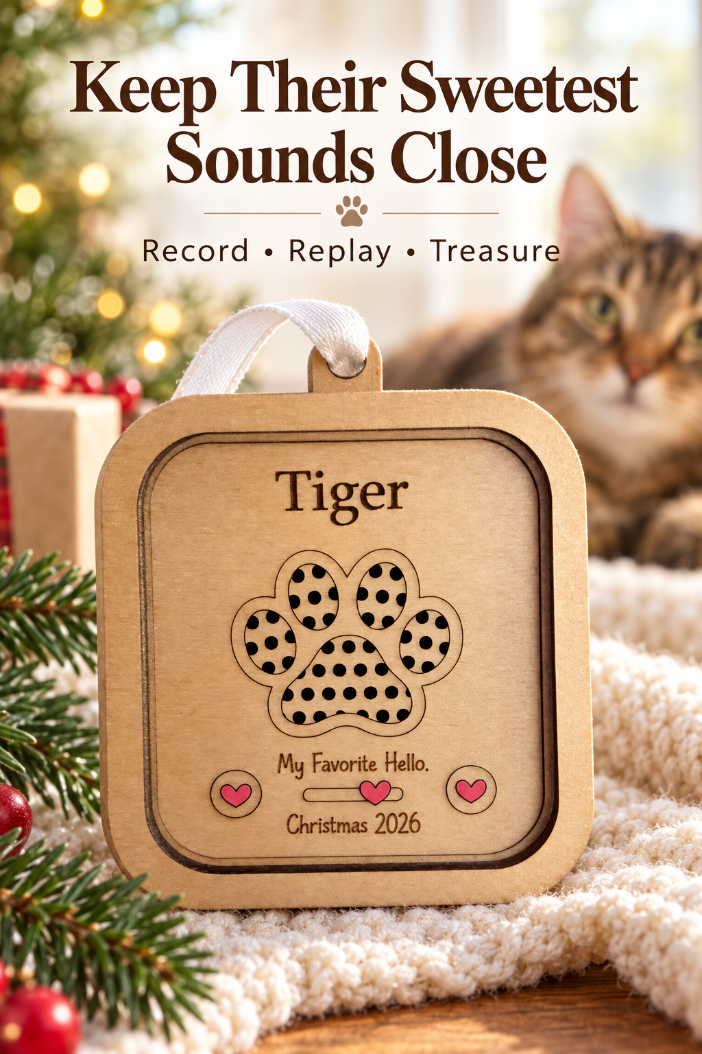 My Favorite Hello Personalized Recordable Pet Ornament