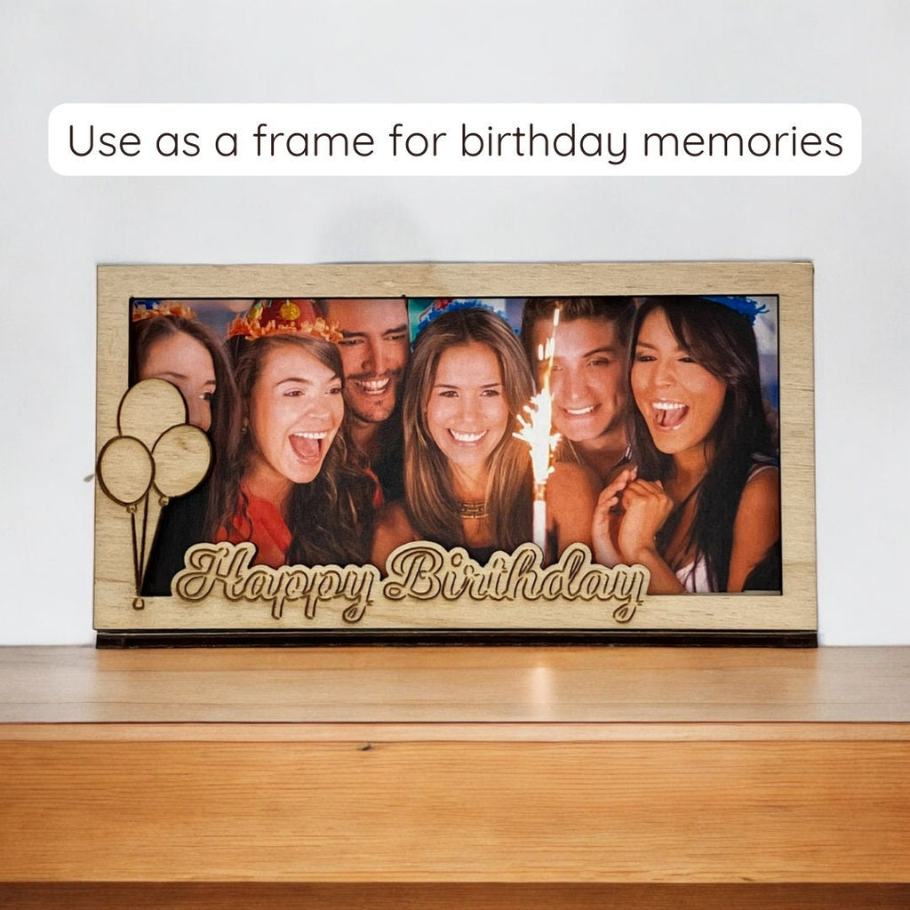 Floral Birthday Money Holder: Laser Cut Wood Gift Frame - Stitches and Wood