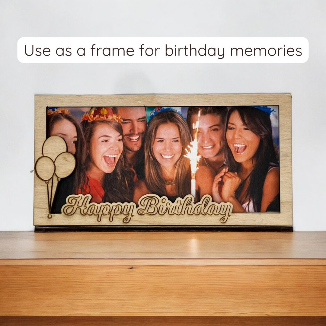 Floral Birthday Money Holder: Laser Cut Wood Gift Frame - Stitches and Wood