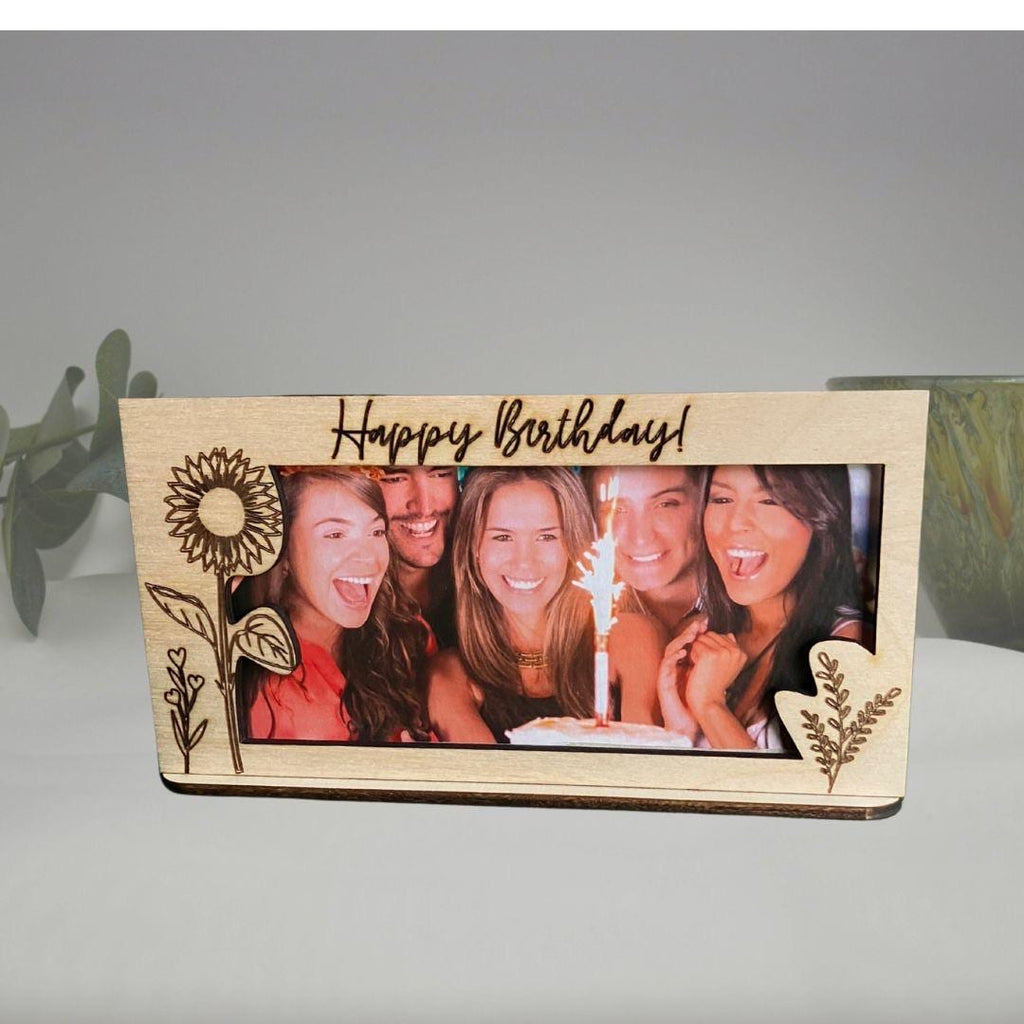 Floral Birthday Money Holder: Laser Cut Wood Gift Frame - Stitches and Wood