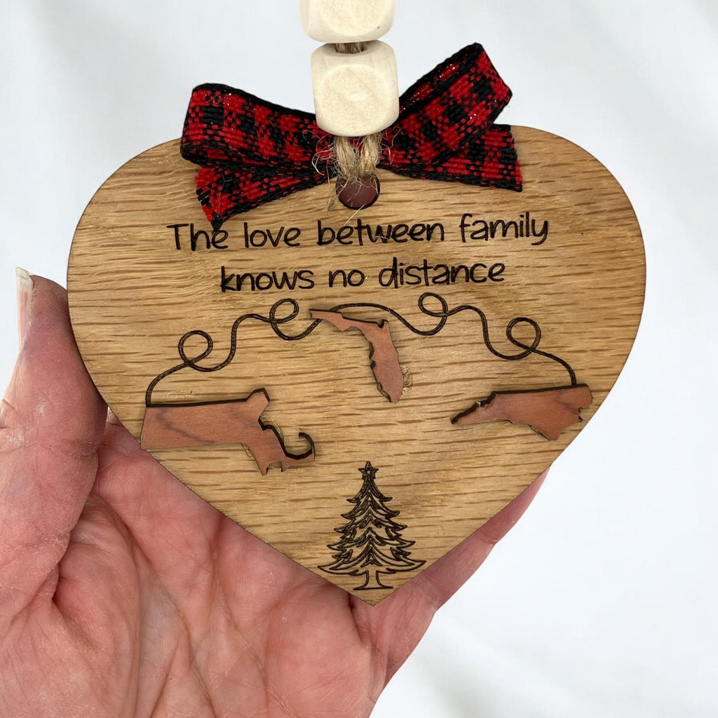 Long Distance Friendship Ornament – Personalized State Heart Ornament for Friends & Family