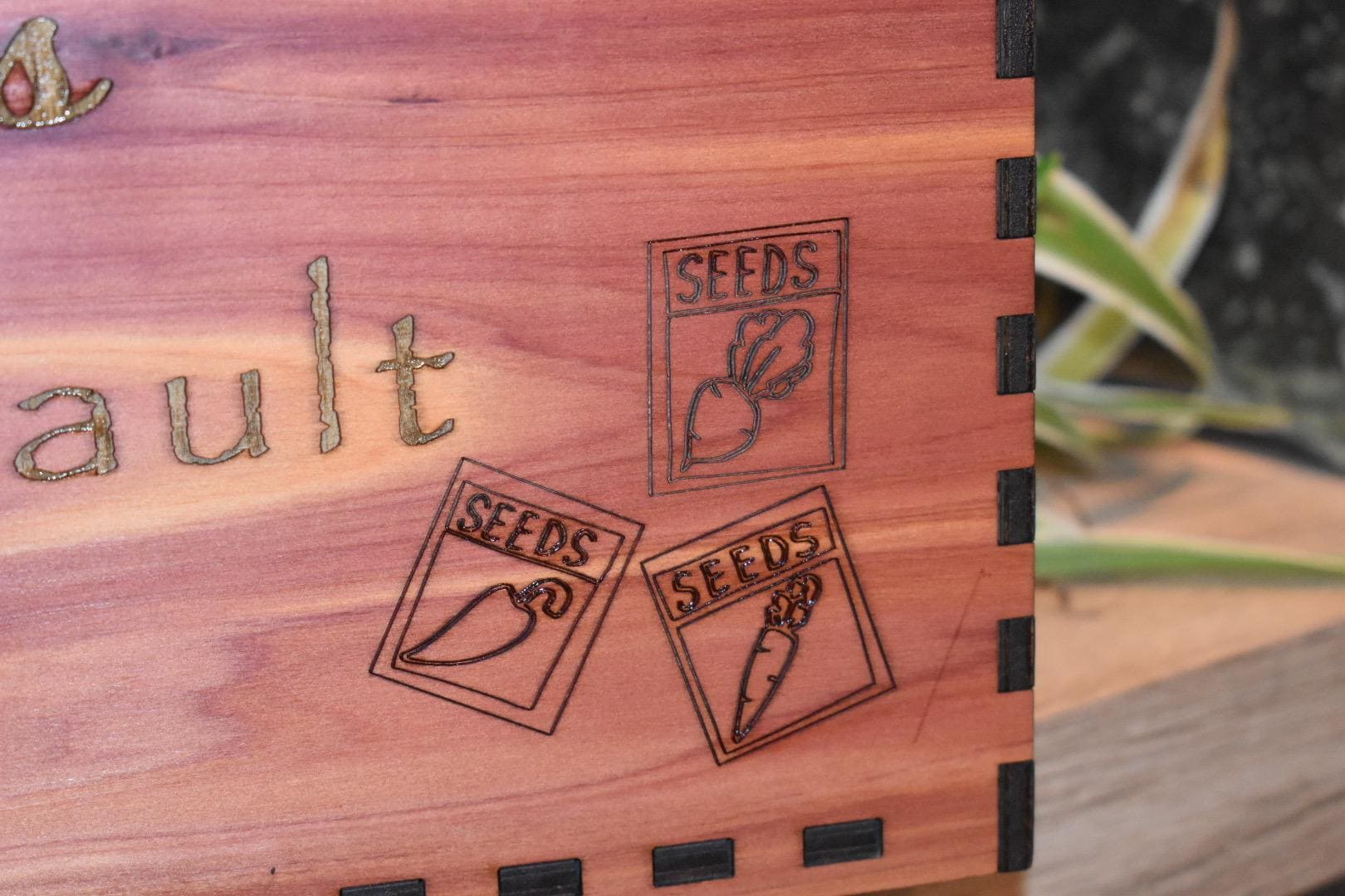 Personalized Cedar Seed Storage Box: Garden Organizer with Dividers