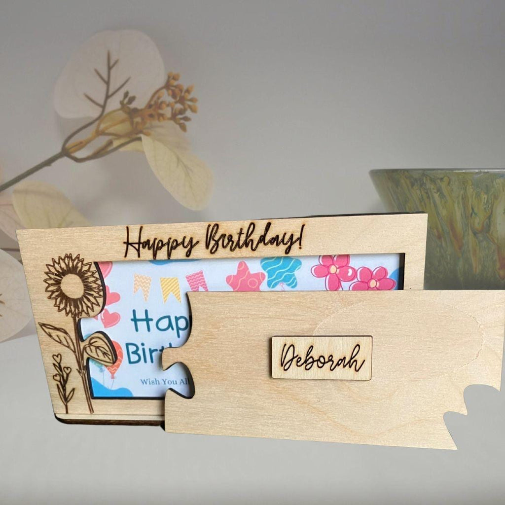 Floral Birthday Money Holder: Laser Cut Wood Gift Frame - Stitches and Wood