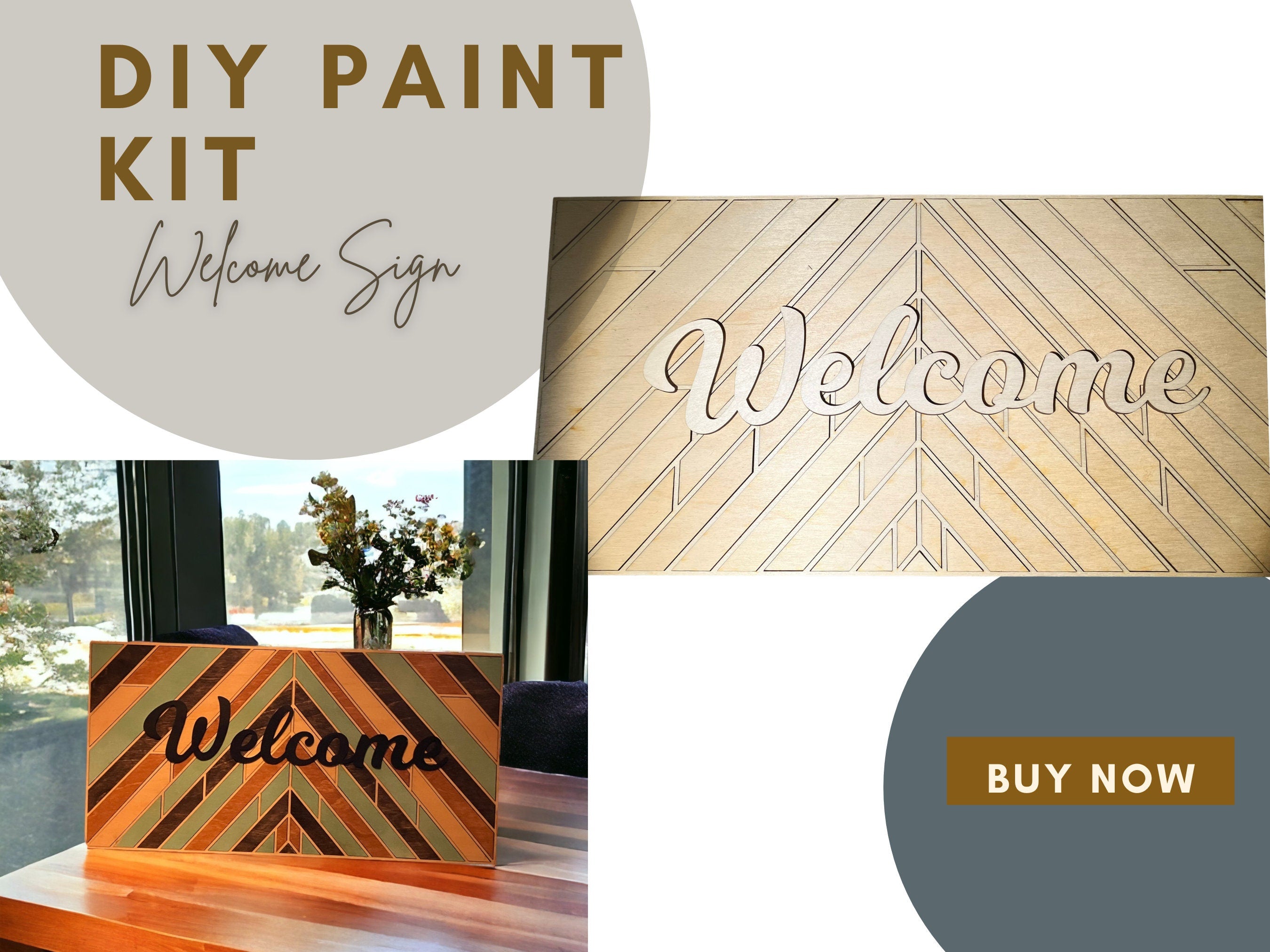DIY Welcome Sign Paint Kit: Baltic Birch Wood Craft - Stitches and Wood