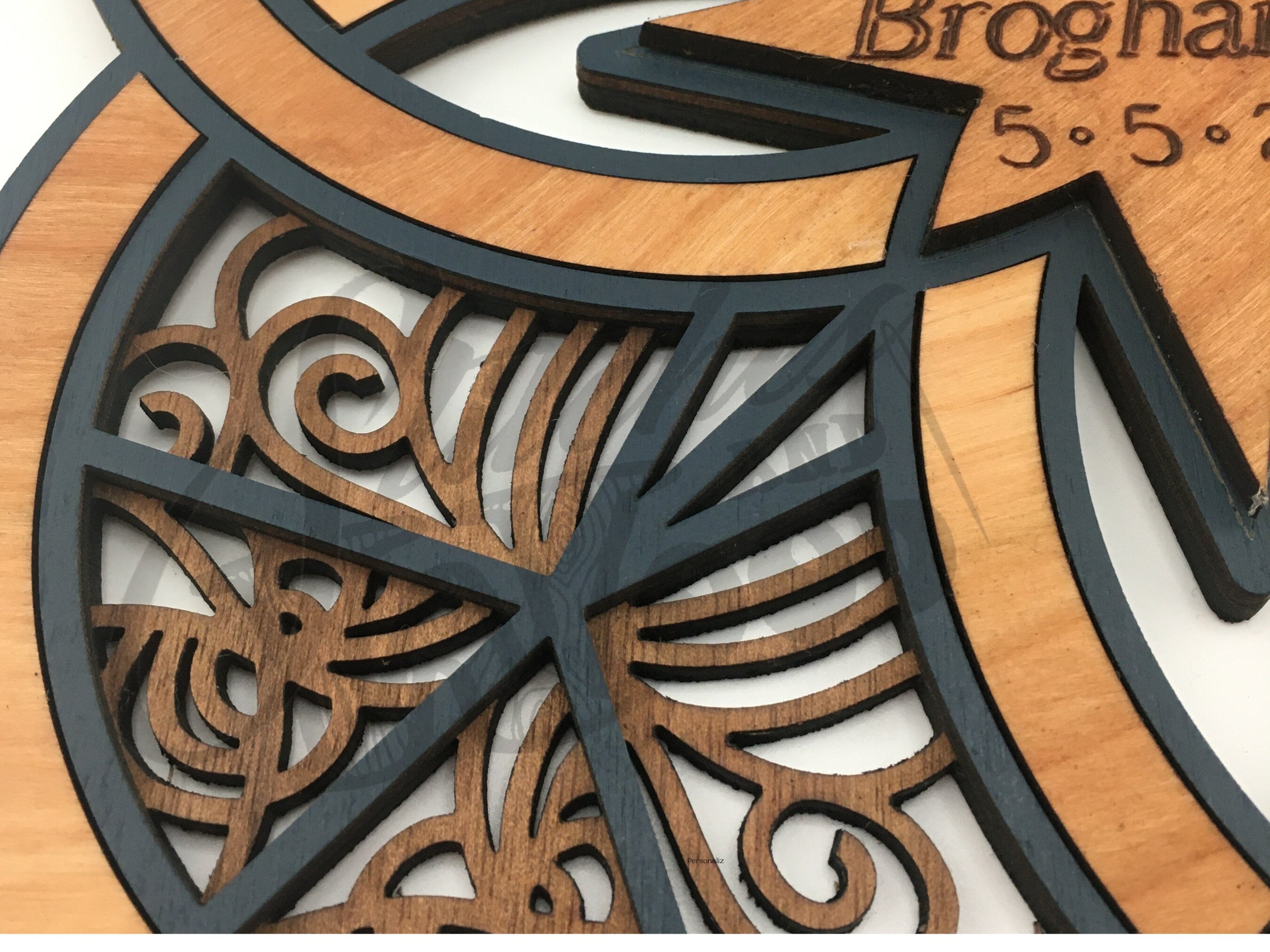 Personalized Double Wedding Ring Wall Art: Engraved Wood Newlywed Gift - Stitches and Wood