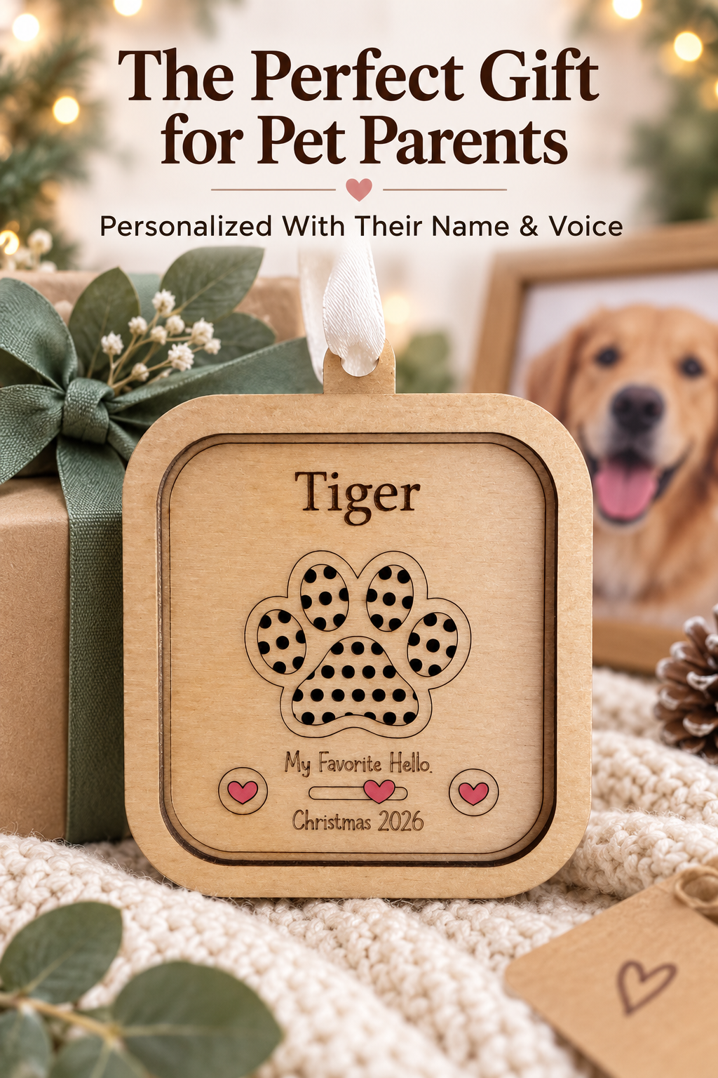 My Favorite Hello Personalized Recordable Pet Ornament
