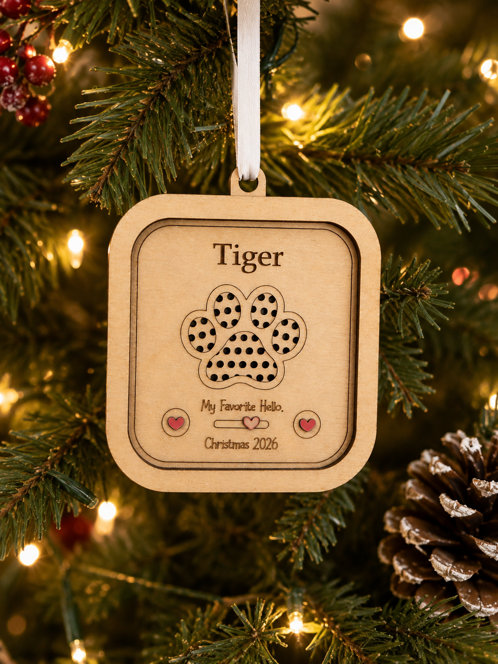 My Favorite Hello Personalized Recordable Pet Ornament