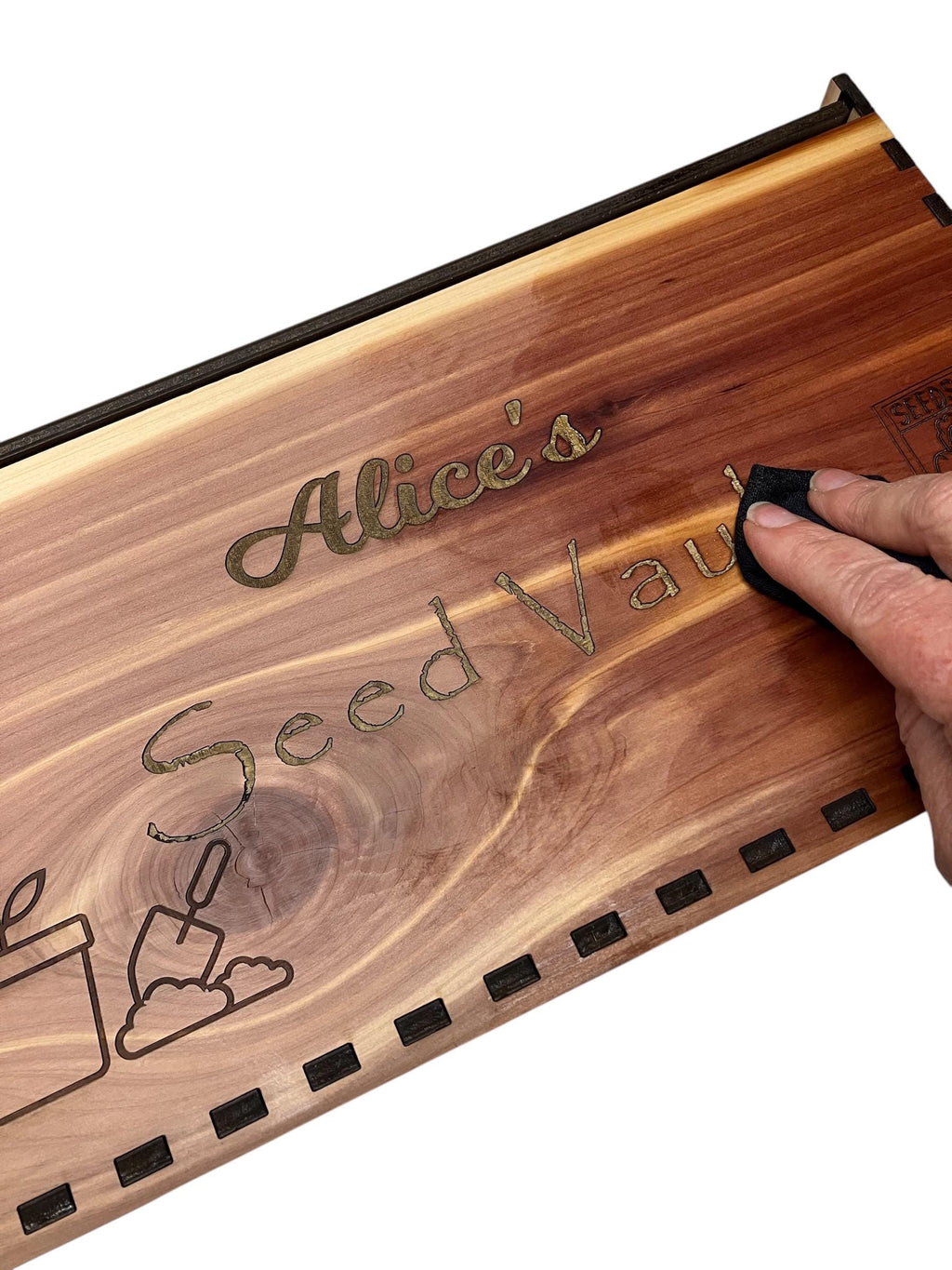 Personalized Cedar Seed Storage Box: Garden Organizer with Dividers