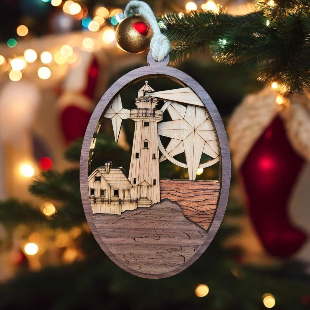 Wooden lighthouse decoration for coastal holiday décor