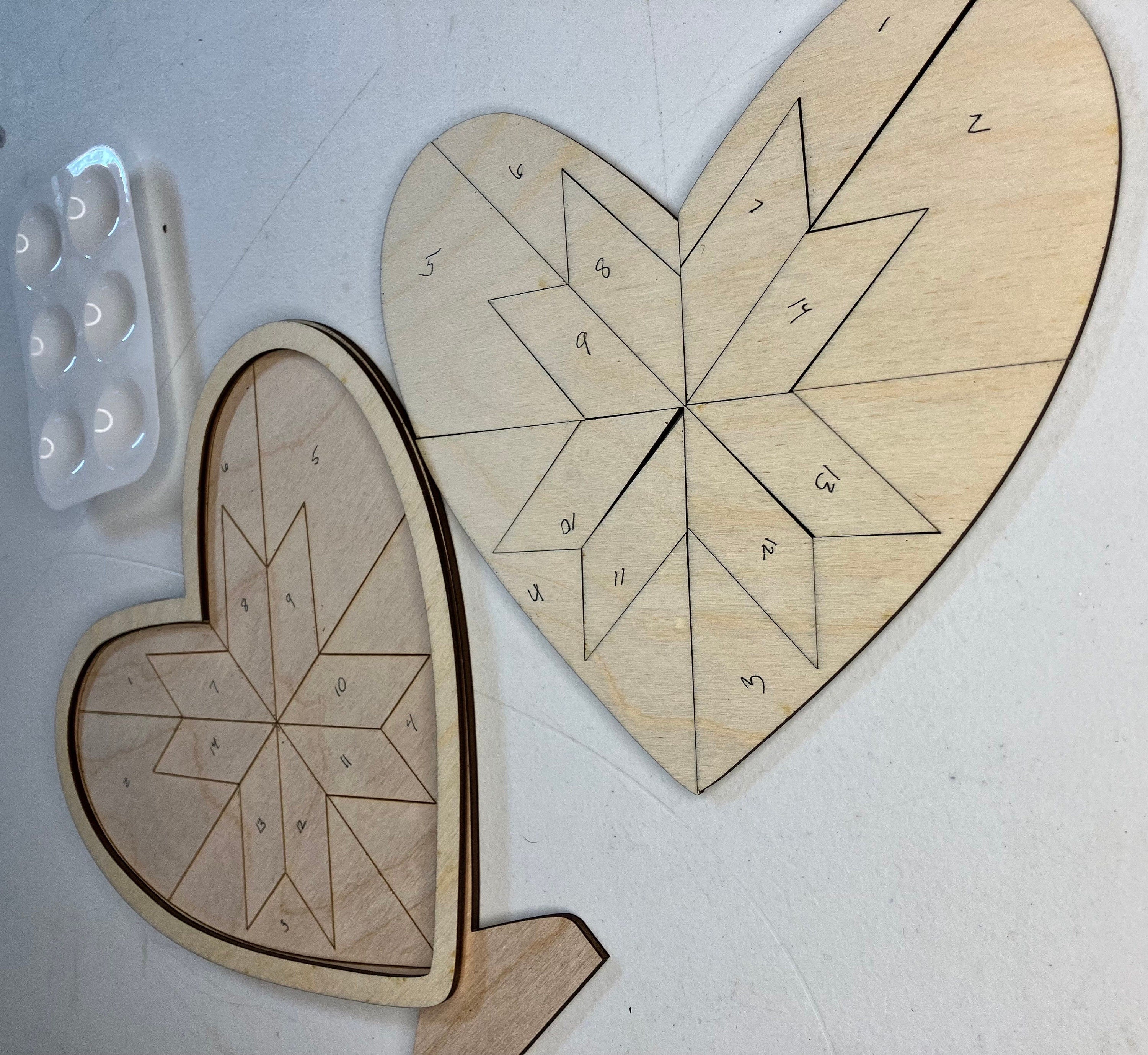 DIY Barnquilt Heart Paint Kit: Valentine Craft, Girls Night - Stitches and Wood