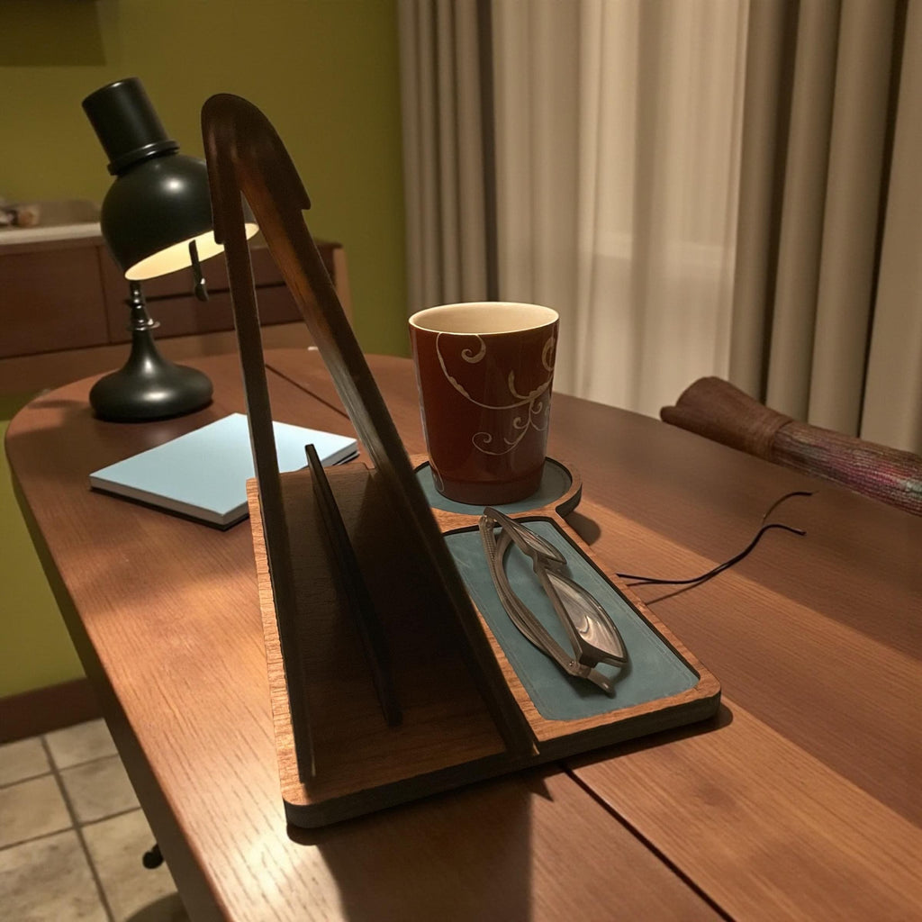 Walnut Wood Book Valet | Engraved Reading Stand | Book Lover Gift for Cozy Reading