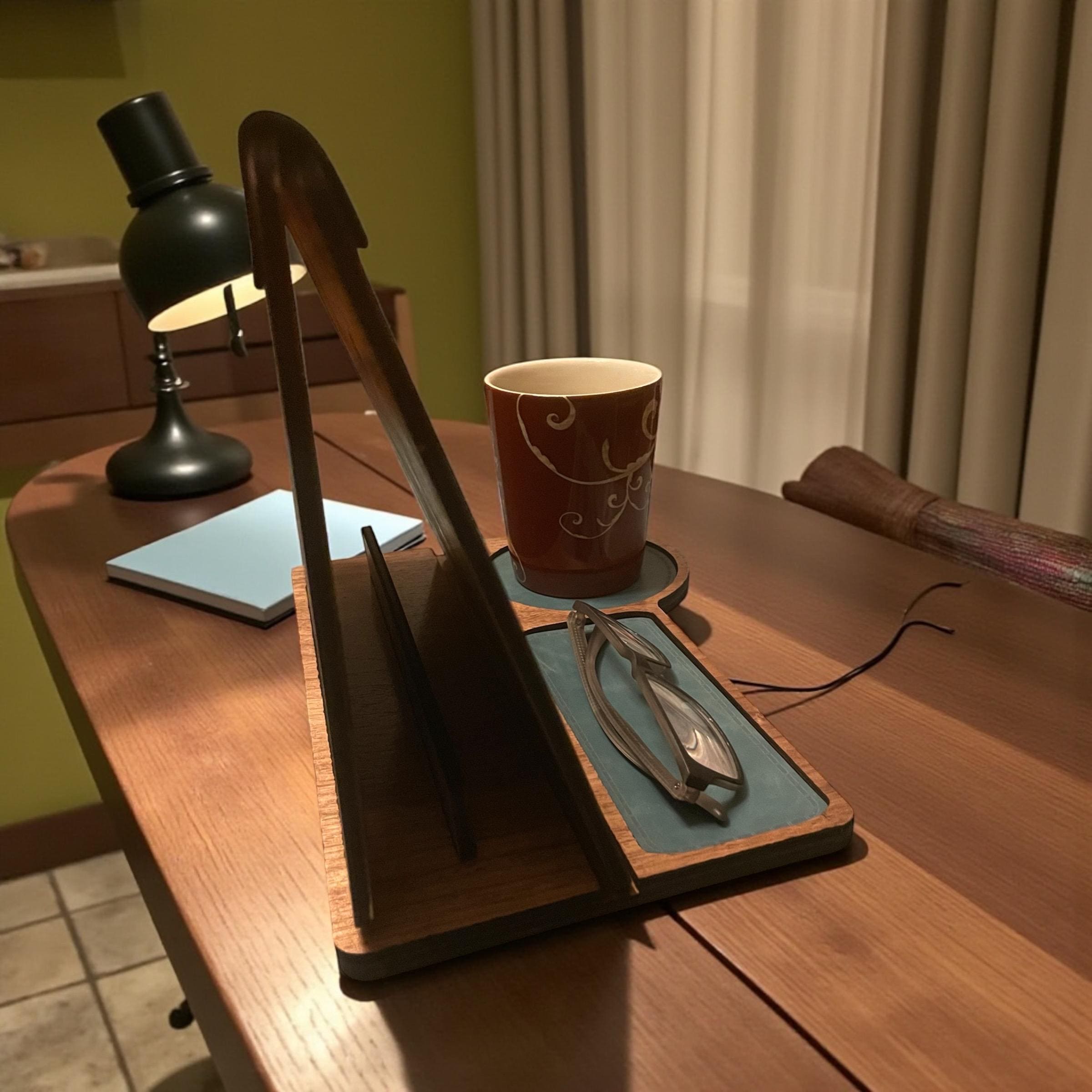 Walnut Wood Book Valet | Engraved Reading Stand | Book Lover Gift for Cozy Reading