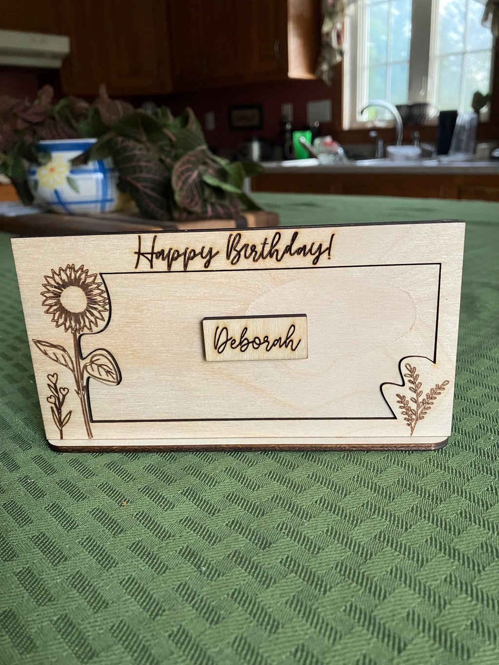 Floral Birthday Money Holder: Laser Cut Wood Gift Frame - Stitches and Wood
