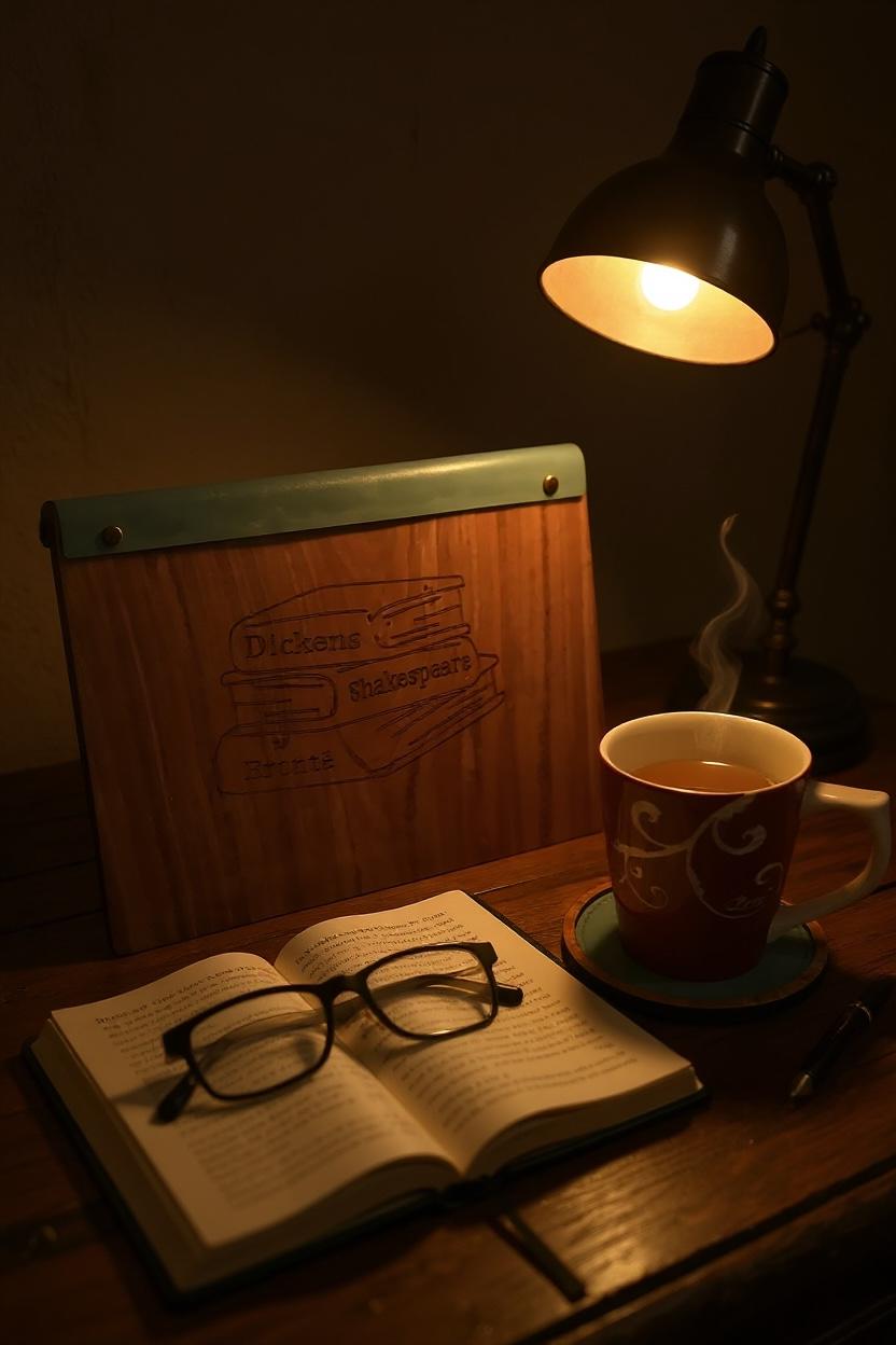 Walnut Wood Book Valet | Engraved Reading Stand | Book Lover Gift for Cozy Reading