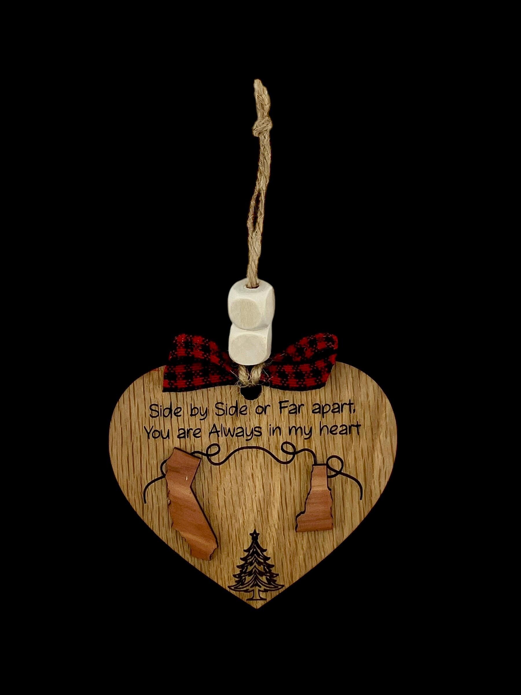Long Distance Friendship Ornament – Personalized State Heart Ornament for Friends & Family