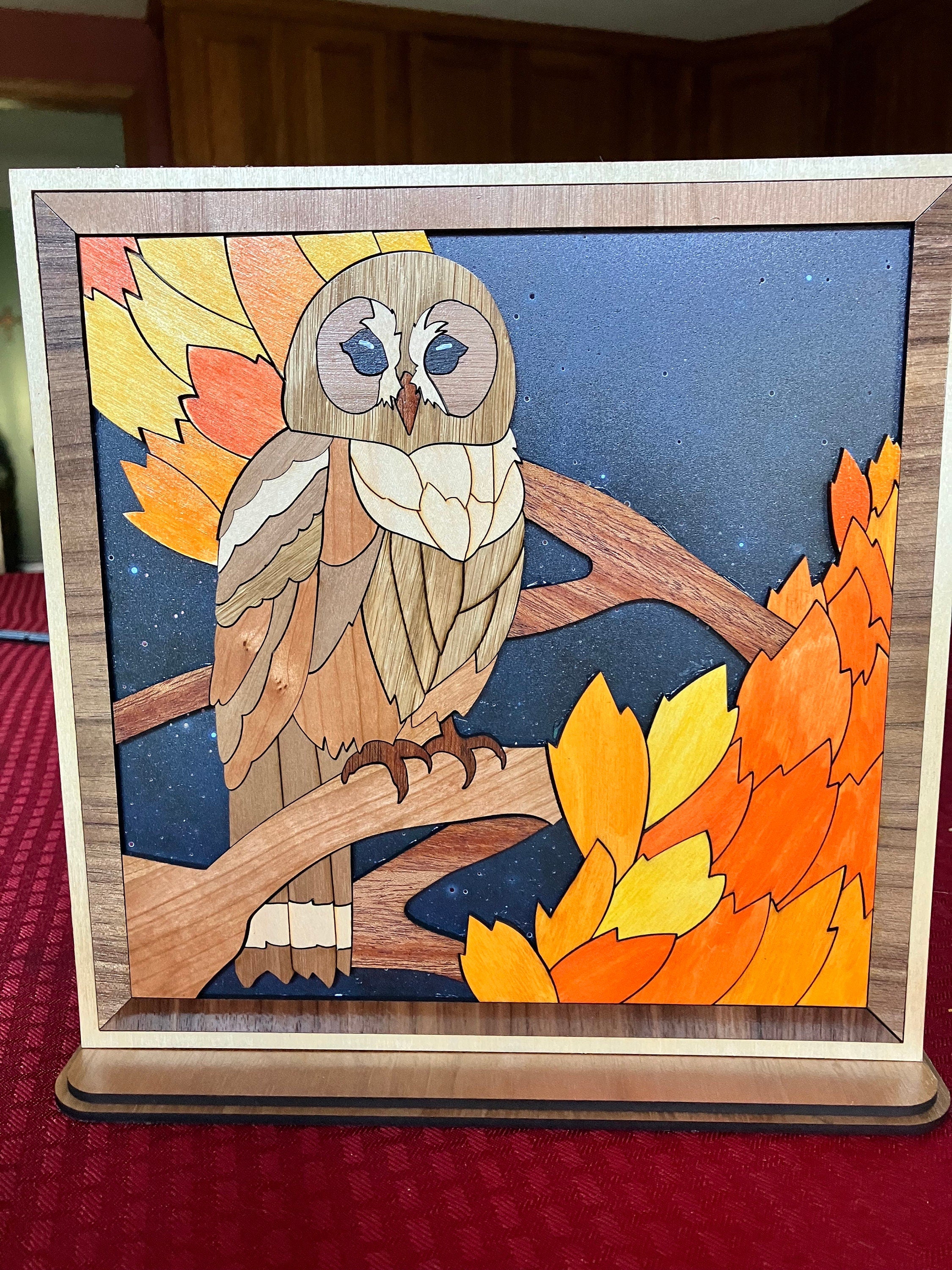 Woodland inspired free-standing owl art for nature lovers
