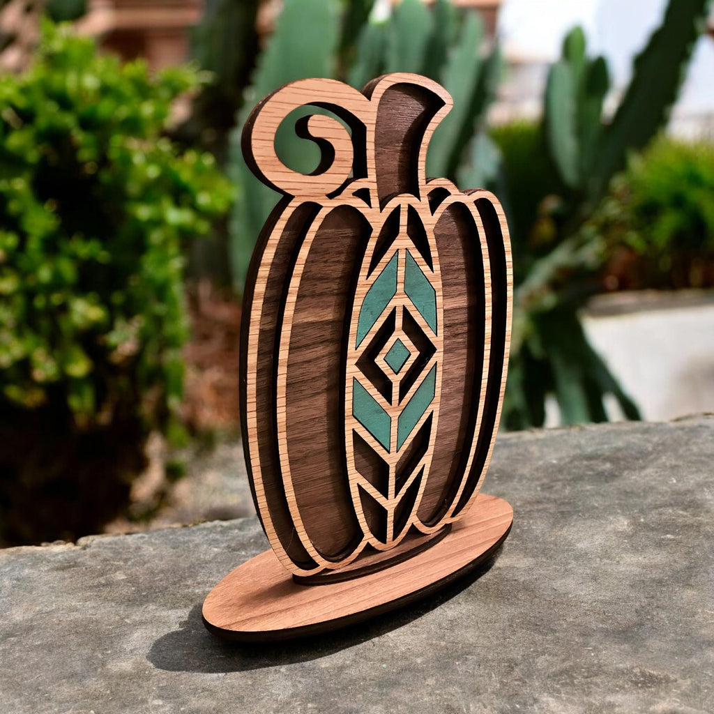 Rustic wooden pumpkin centerpiece for modern fall home décor