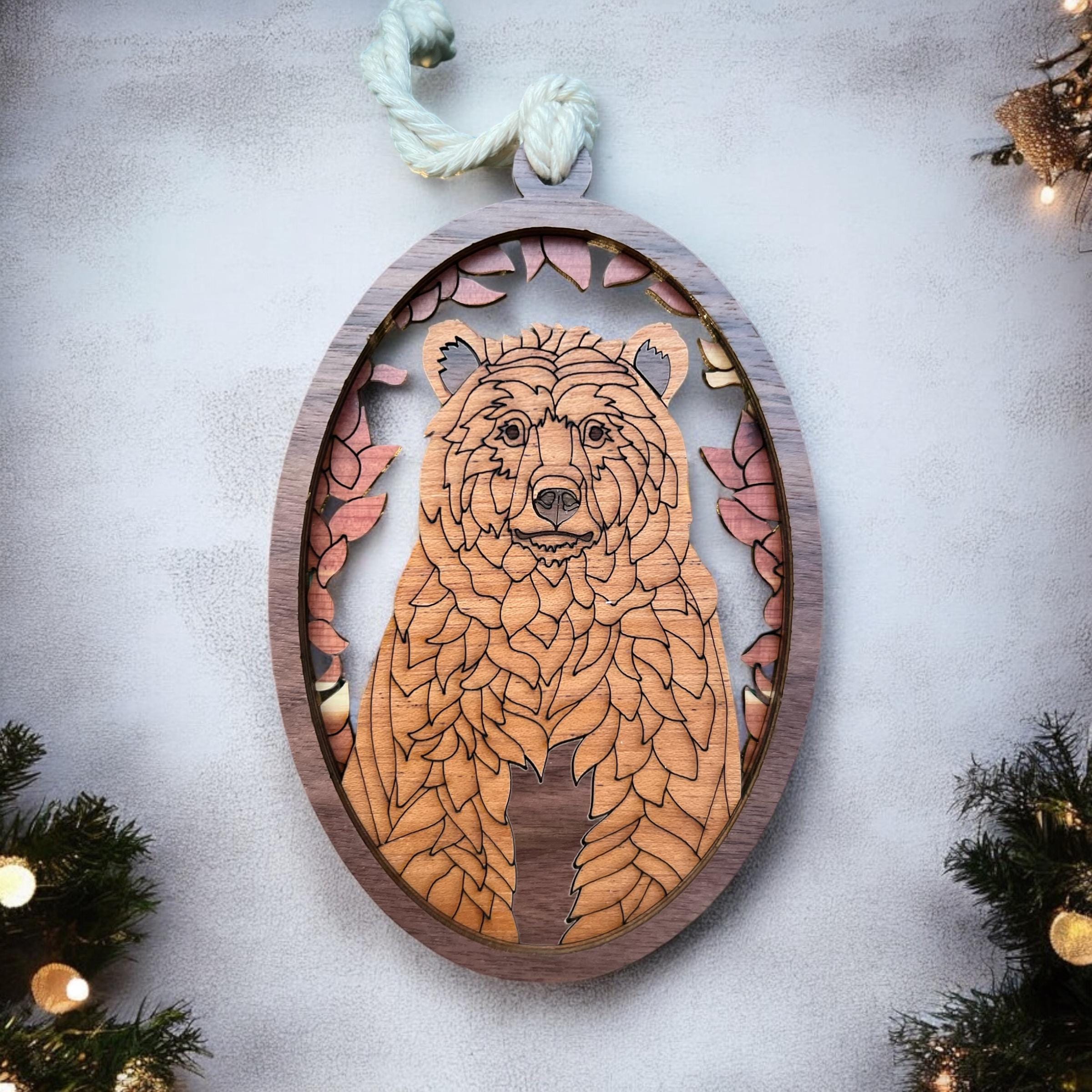 Laser-cut bear ornament for cabin and nature décor lovers