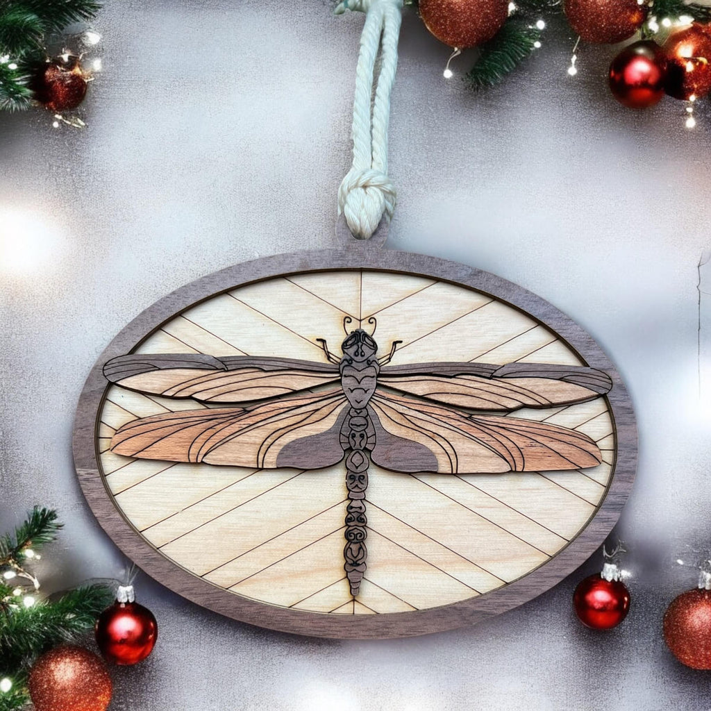 Wooden insect ornament featuring dragonfly design for nature lovers