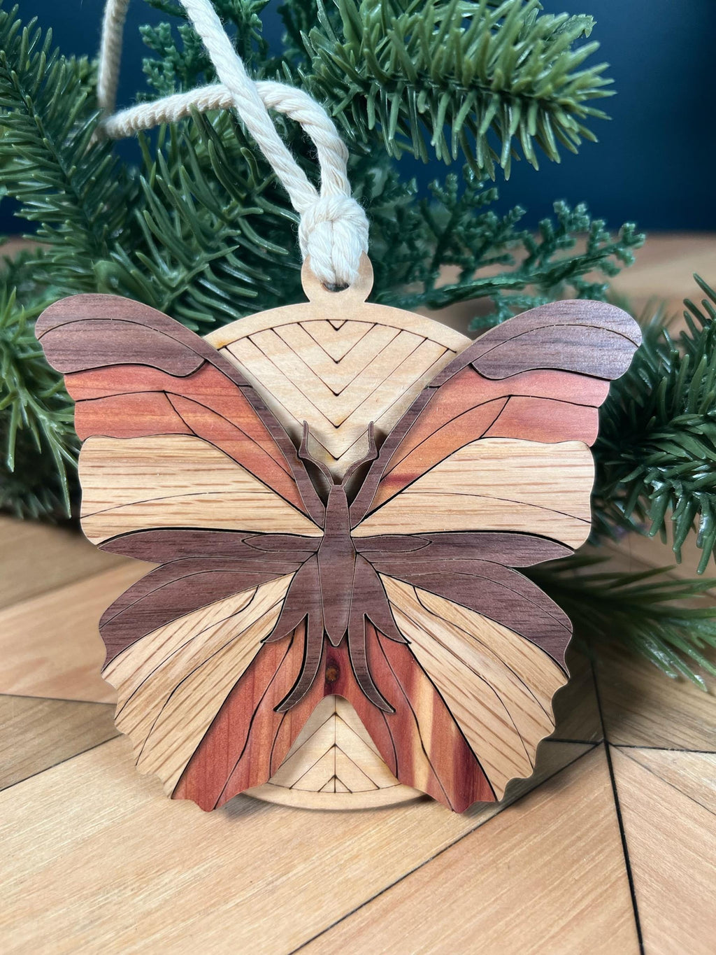 Woodland butterfly ornament for rustic Christmas tree décor