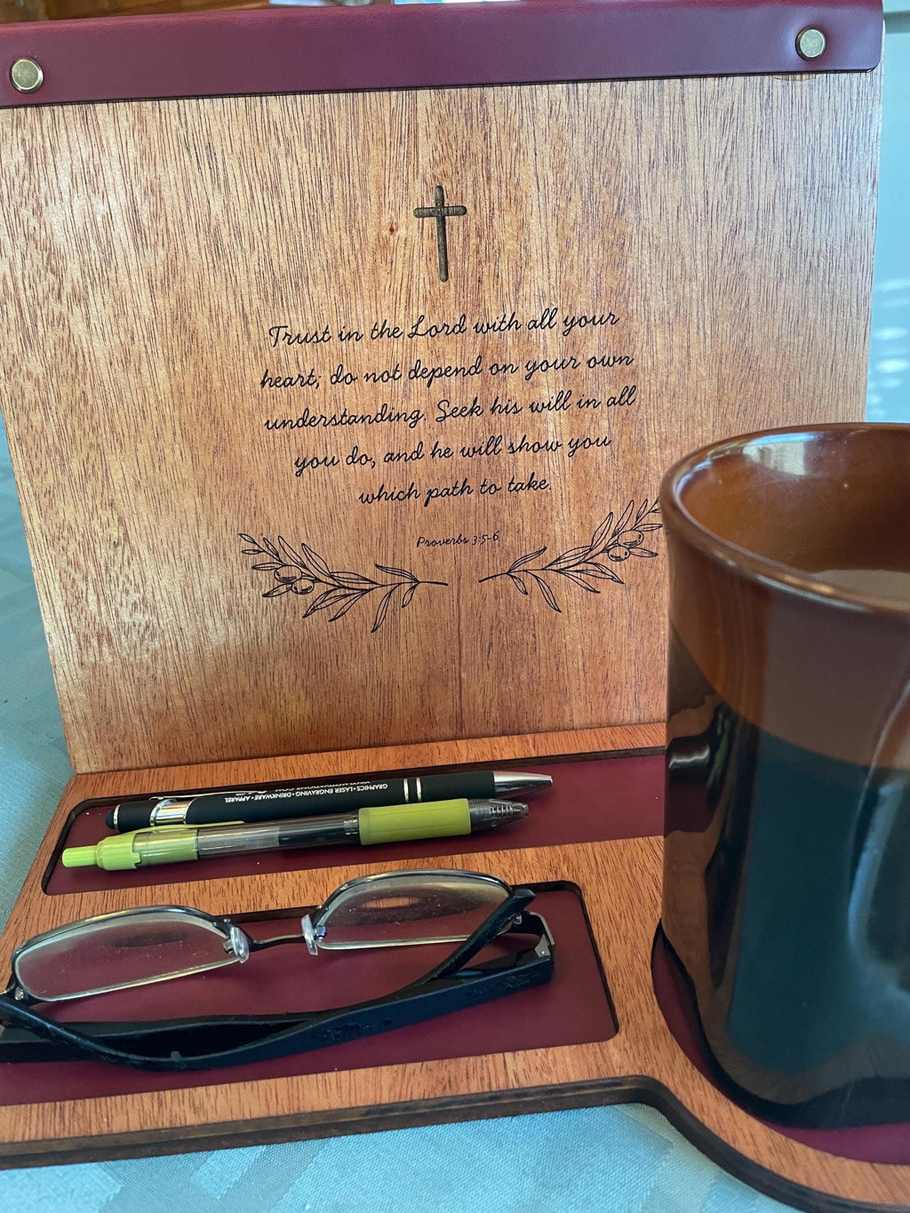 Mahogany Wood Personalized Book Valet