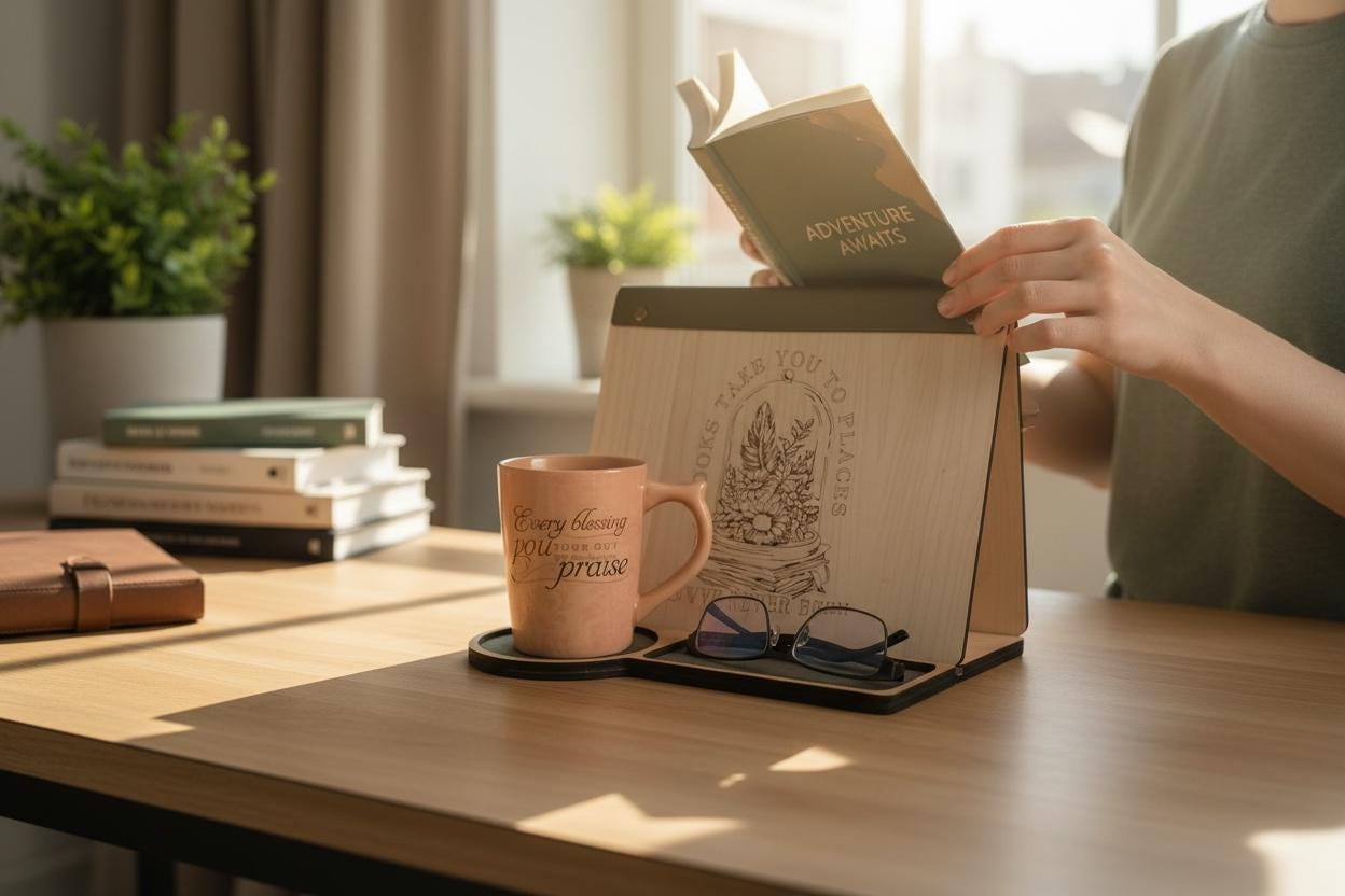 Maple Wood Laser Engraved Book Stand